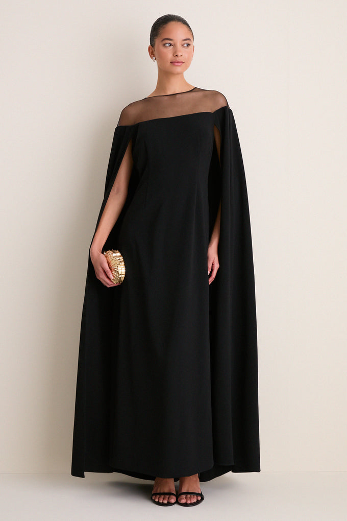 blue dress for baby girl Joseph Ribkoff Black Sheath Dress With Chiffon Cape Style 243701 – DECABANA main image 1