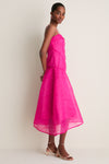 Raspberry Rose Shibori Organza Long Asymmetric Dress