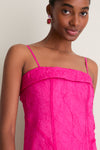 Raspberry Rose Shibori Organza Long Asymmetric Dress