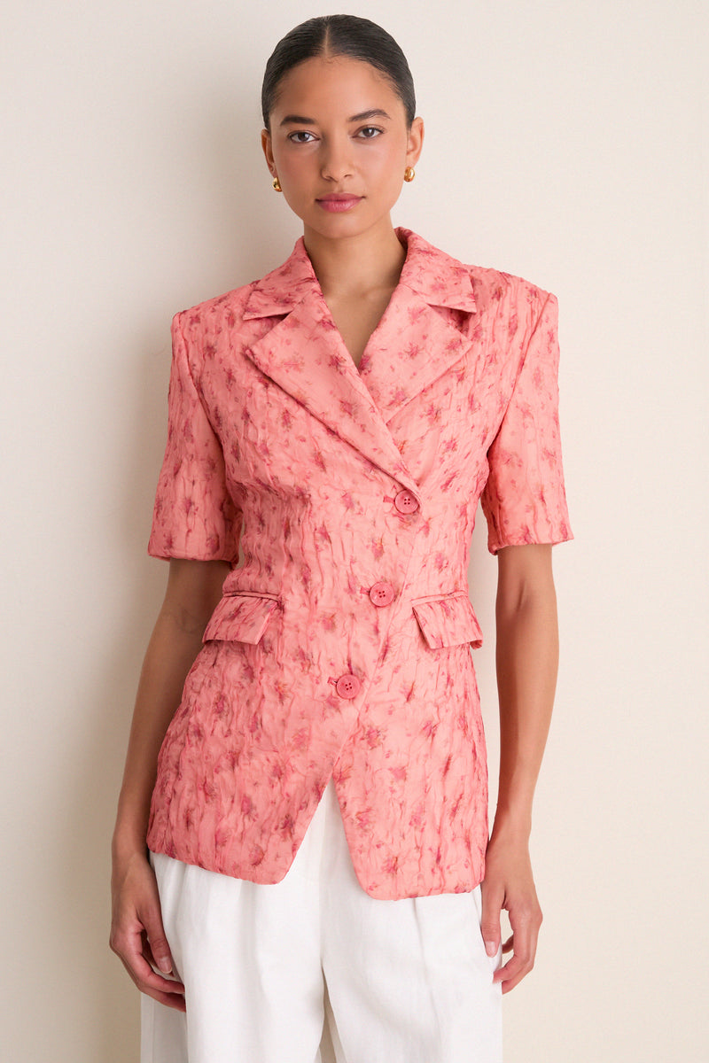 Lantana Shibori Organza Short Sleeve Blazer