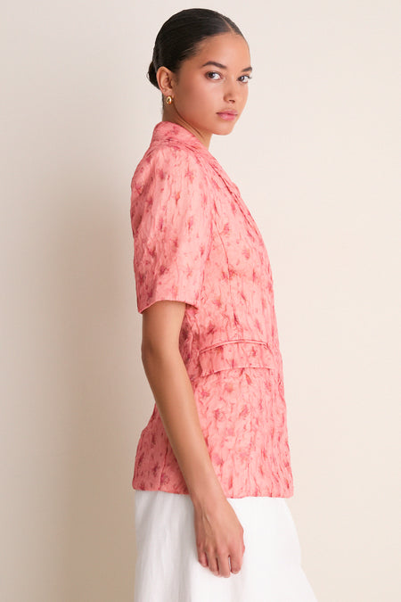 Lantana Shibori Organza Short Sleeve Blazer