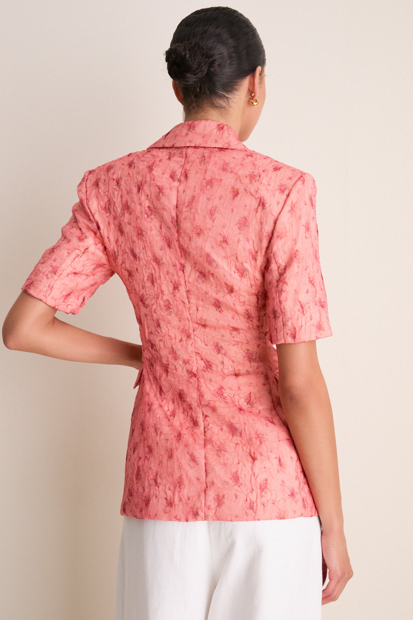 Lantana Shibori Organza Short Sleeve Blazer