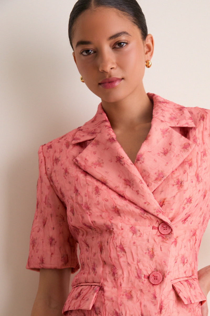 Lantana Shibori Organza Short Sleeve Blazer