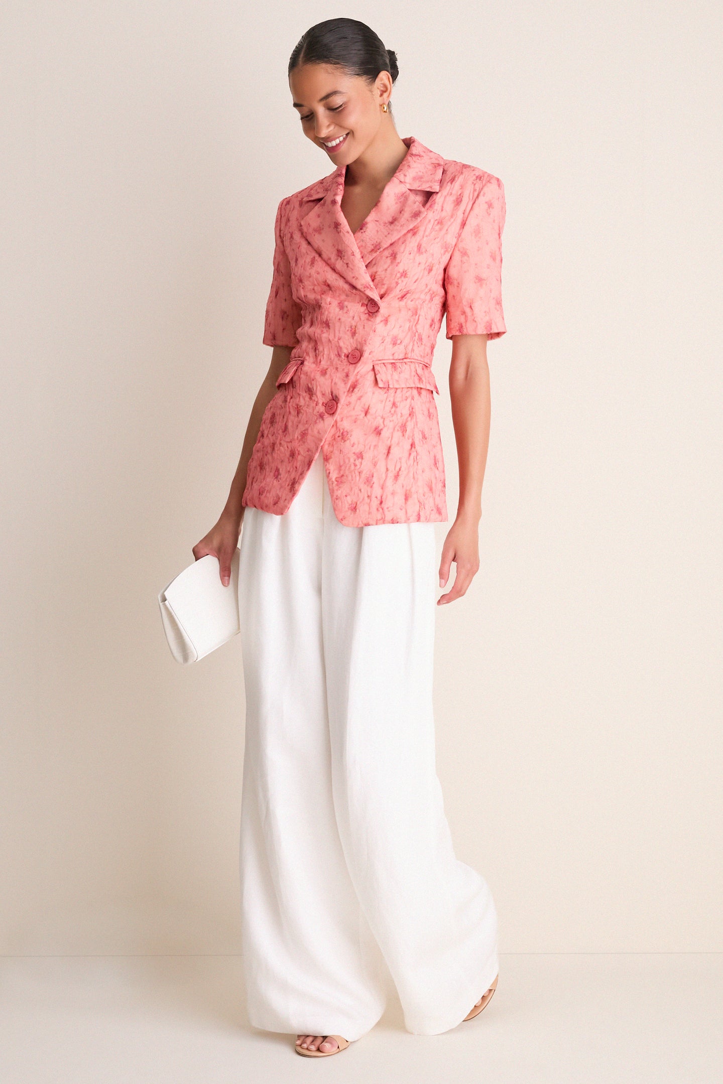 Lantana Shibori Organza Short Sleeve Blazer