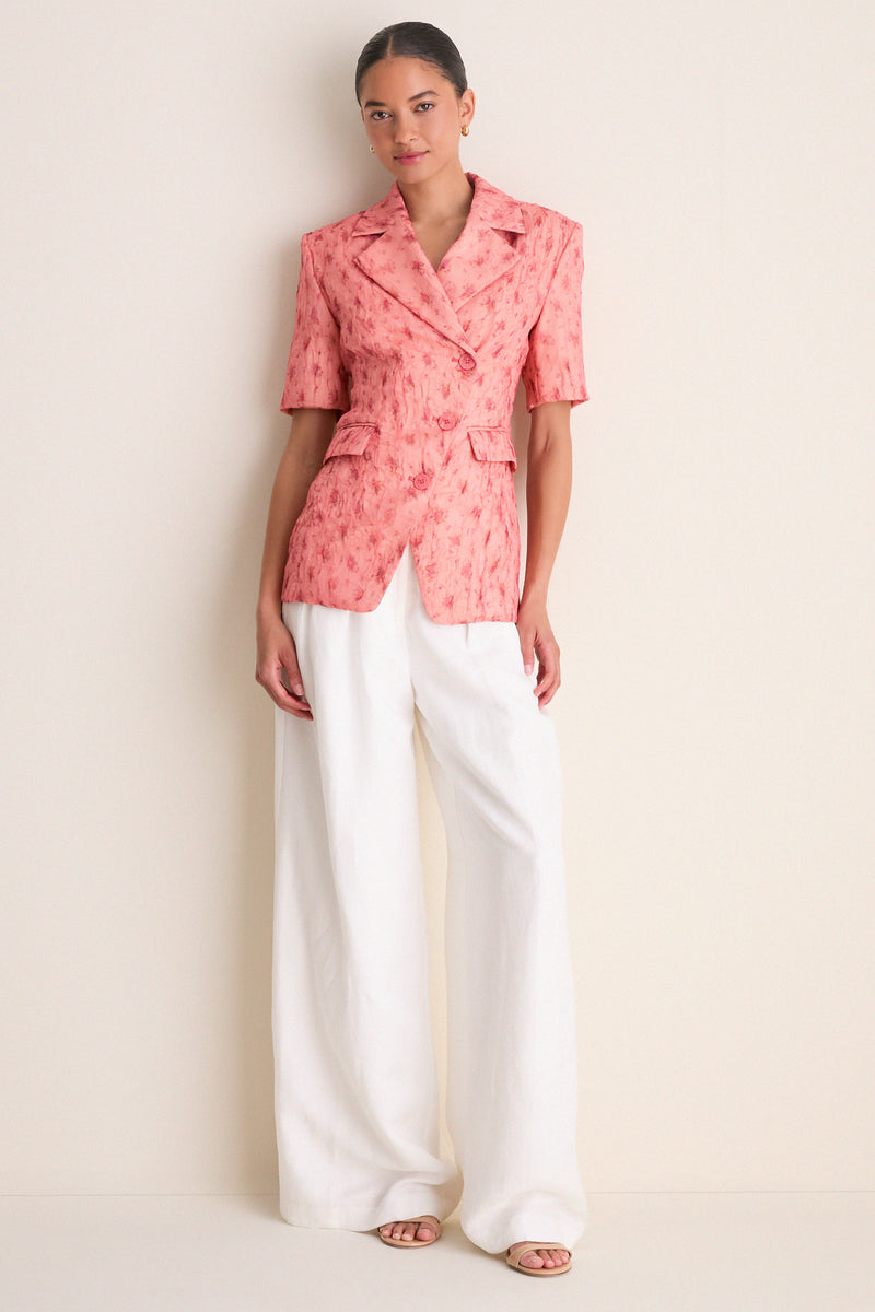 Lantana Shibori Organza Short Sleeve Blazer