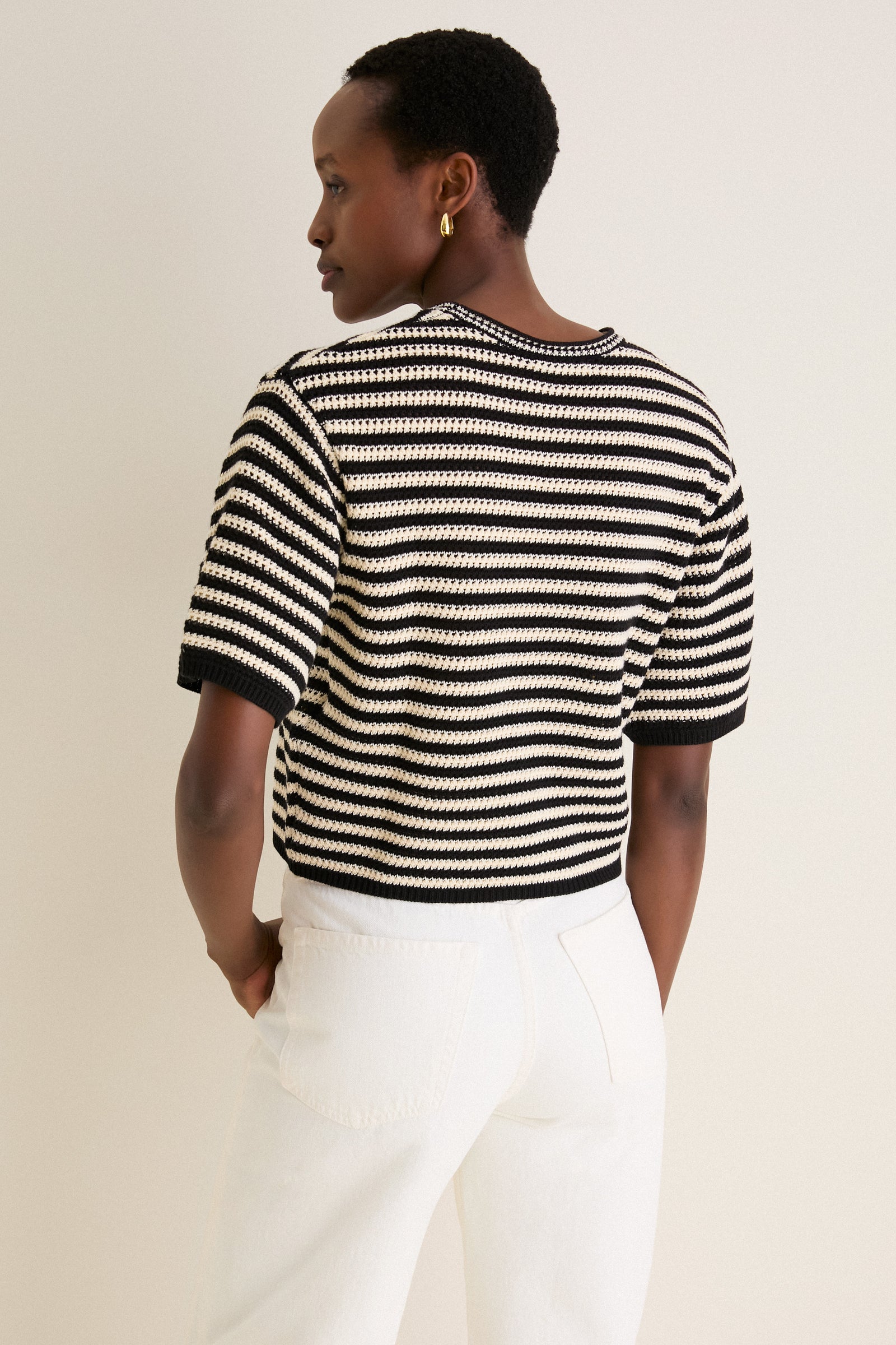 Black and Ivory Stripe Theo Sweater