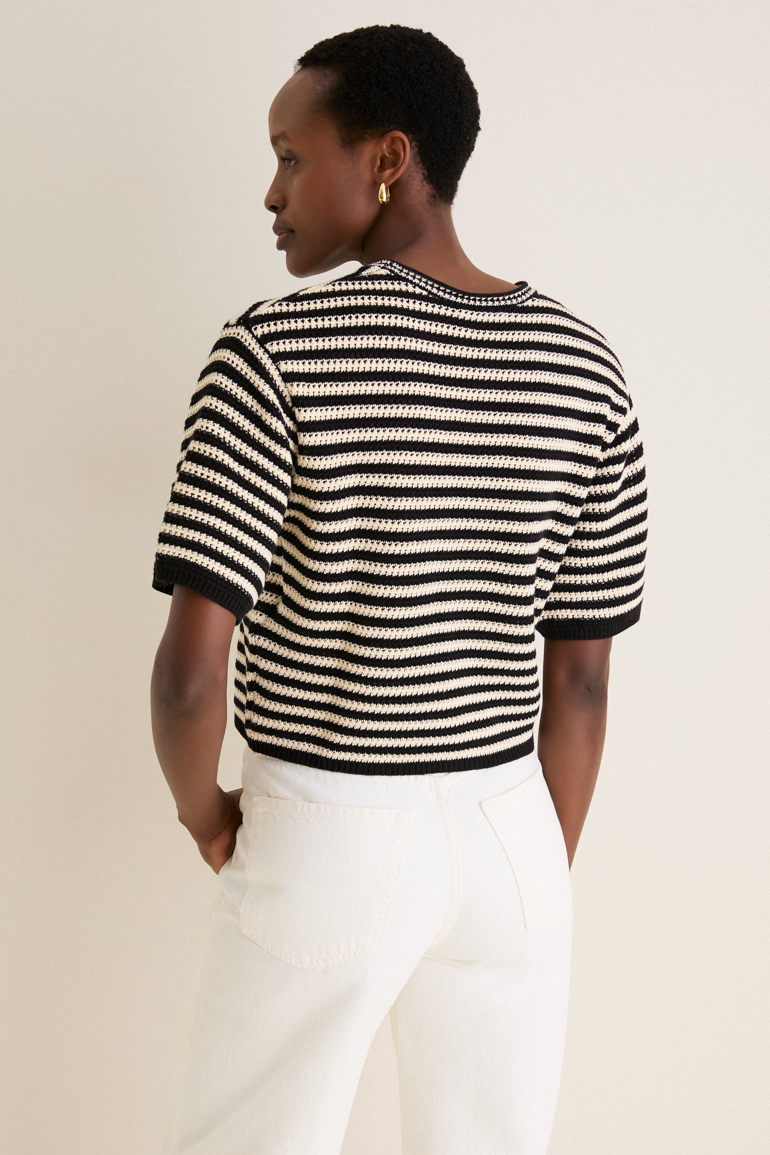 Black and Ivory Stripe Theo Sweater