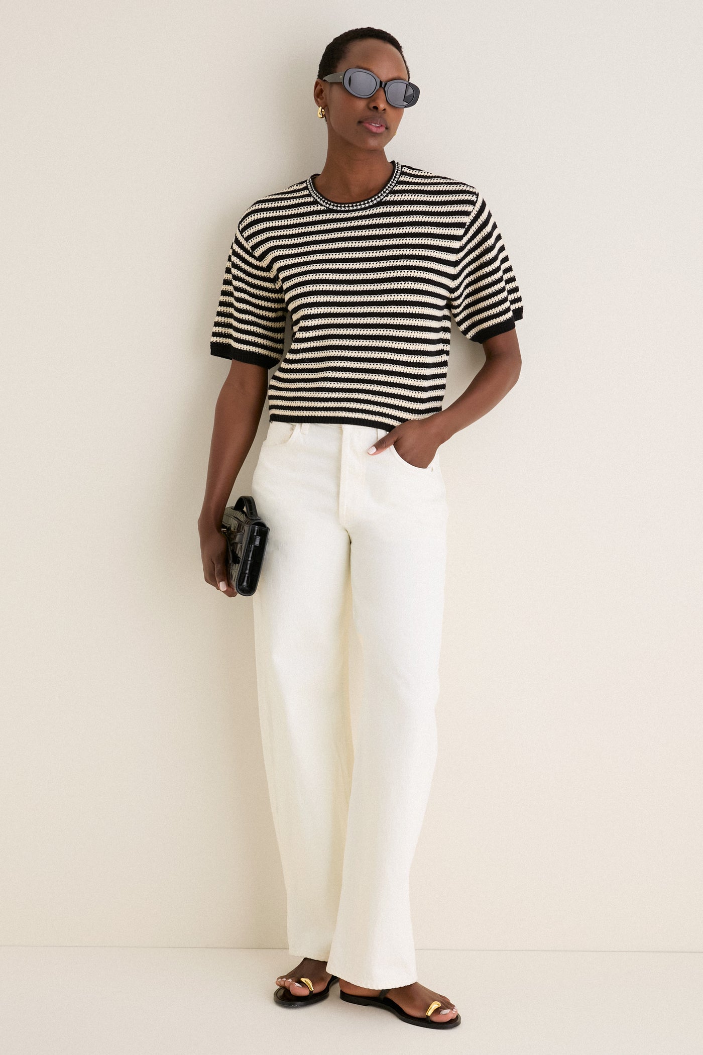 Black and Ivory Stripe Theo Sweater