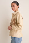 Toasted Almond Leather Fringe Jacket