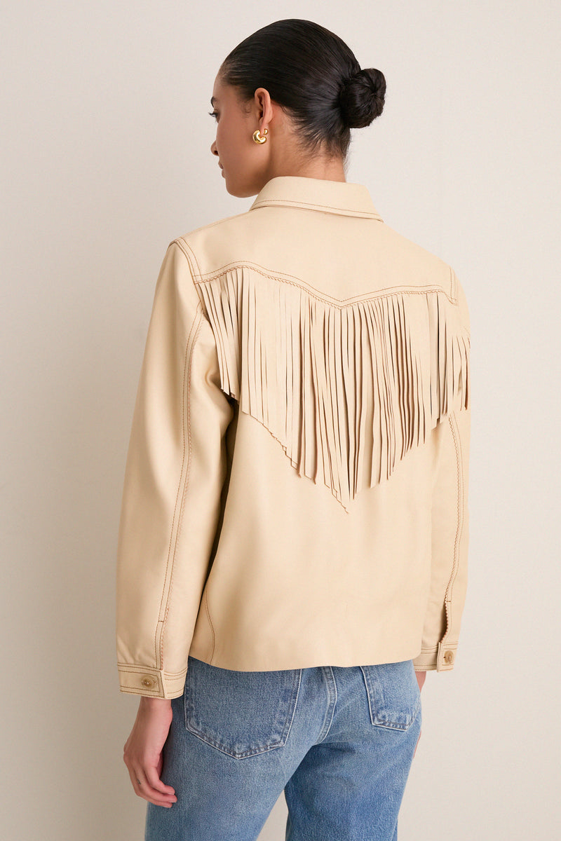 Toasted Almond Leather Fringe Jacket