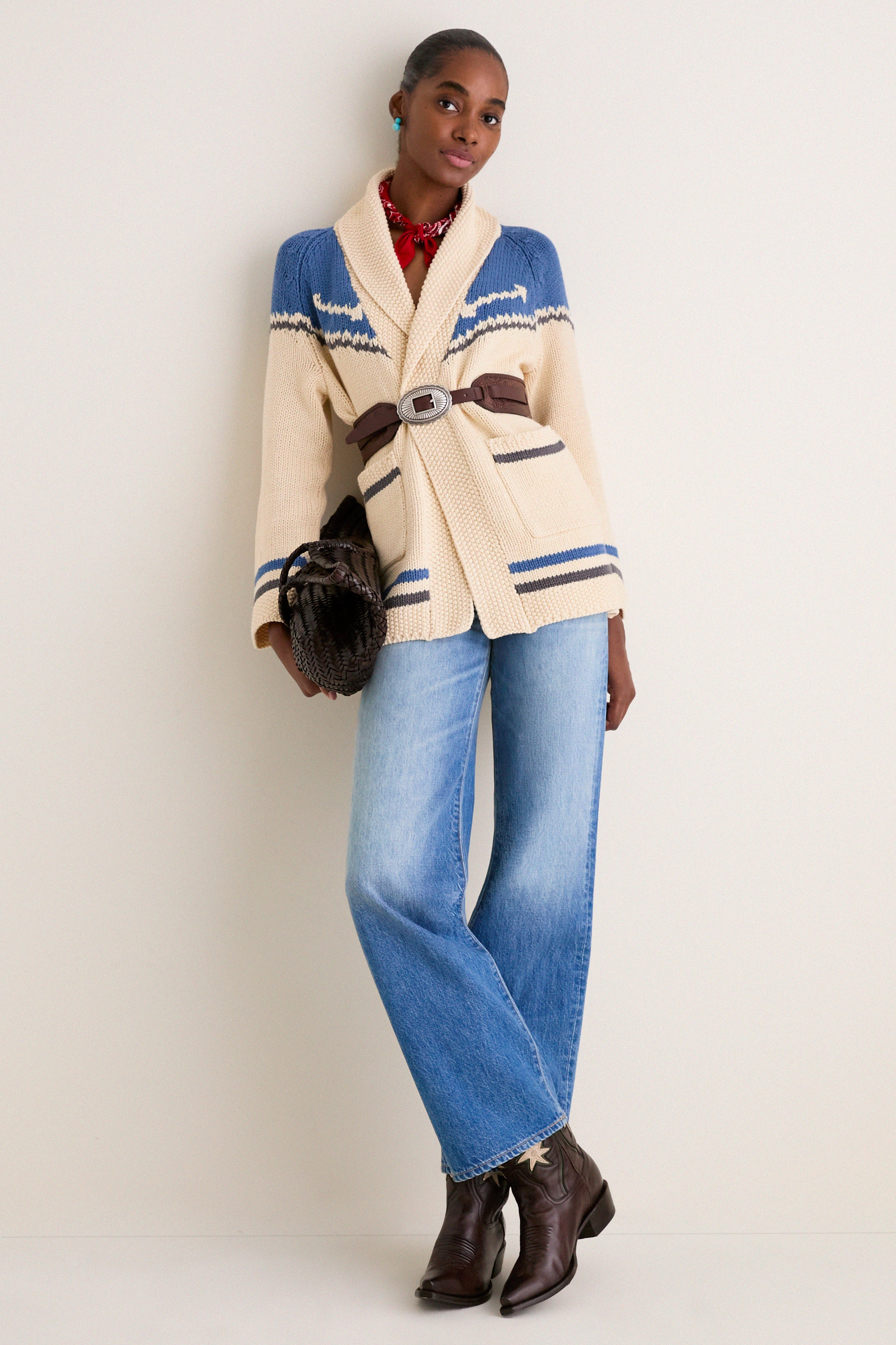 THE GREAT. x Stetson Robin Blue Western Riding Cardigan