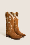 THE GREAT. x Stetson Tan Floral Suede Cowboy Boot
