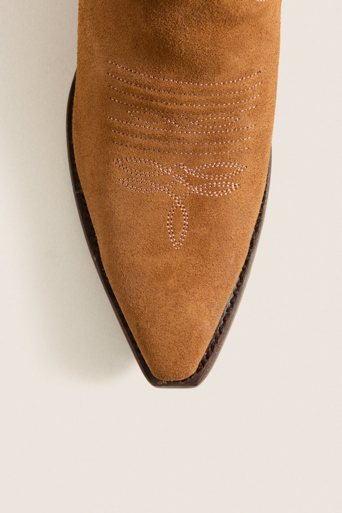 THE GREAT. x Stetson Tan Floral Suede Cowboy Boot