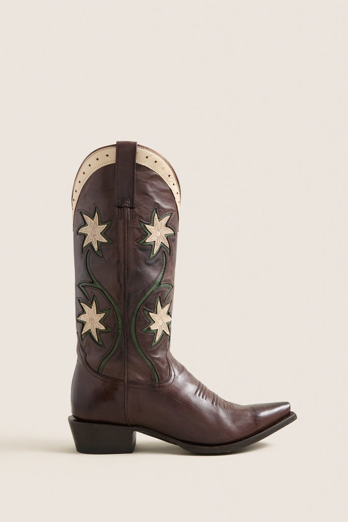 THE GREAT. x Stetson Brown Floral Cowboy Boot