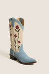 THE GREAT. x Stetson Washed Indigo Floral Cowboy Boot