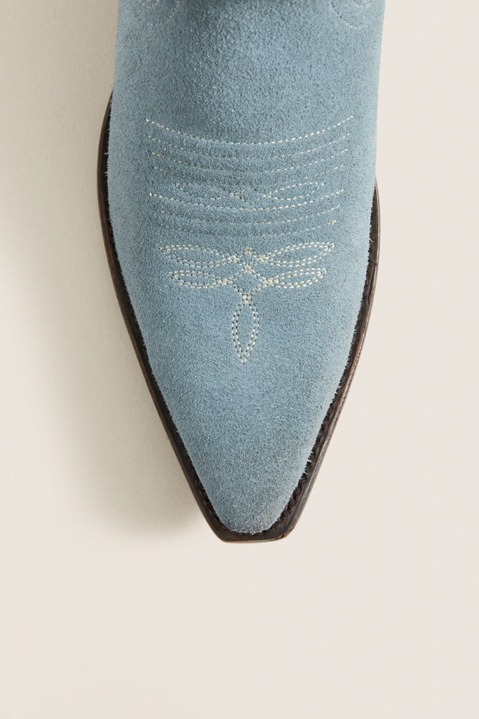 THE GREAT. x Stetson Washed Indigo Floral Cowboy Boot