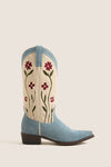 THE GREAT. x Stetson Washed Indigo Floral Cowboy Boot