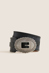 THE GREAT. x Stetson Black and Silver Tooled Waist Belt