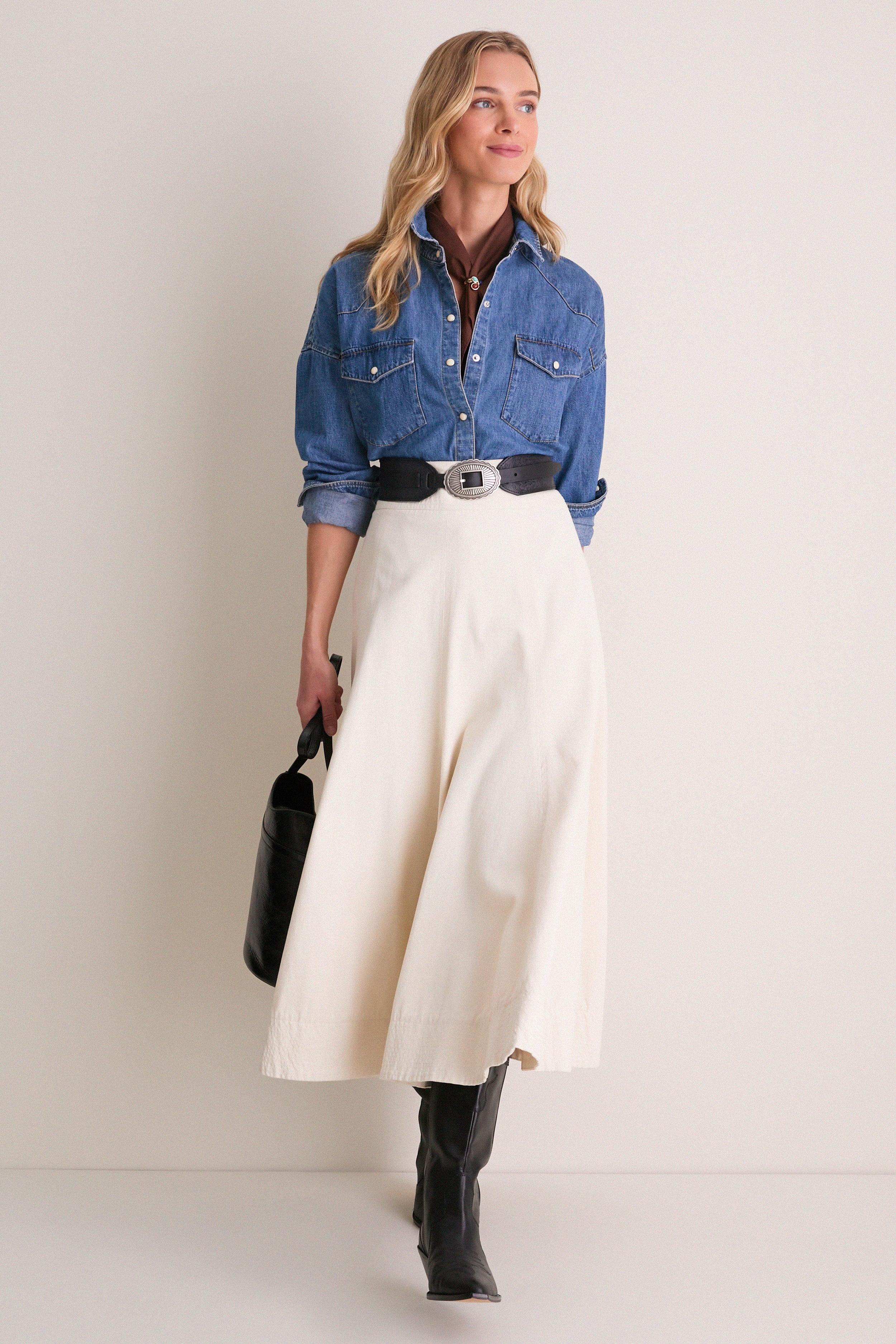 THE GREAT. x Stetson Black and Silver Tooled Waist Belt