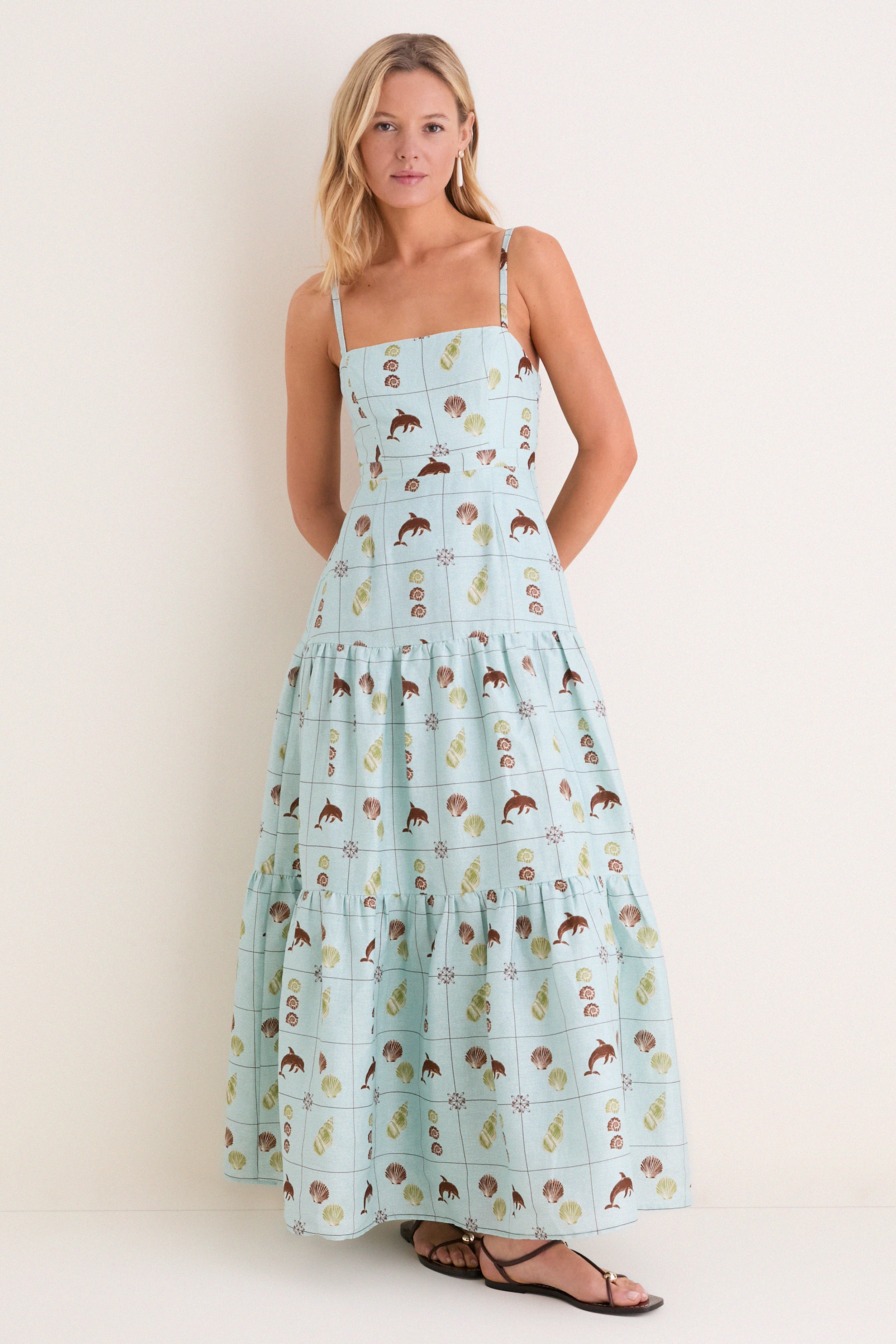 CELINE ホルターネック ワンピース 36 Seashell Tile Celine Maxi Dress | Palm Noosa