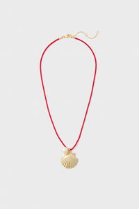 Red Cord Seashell Charm Ariel Necklace