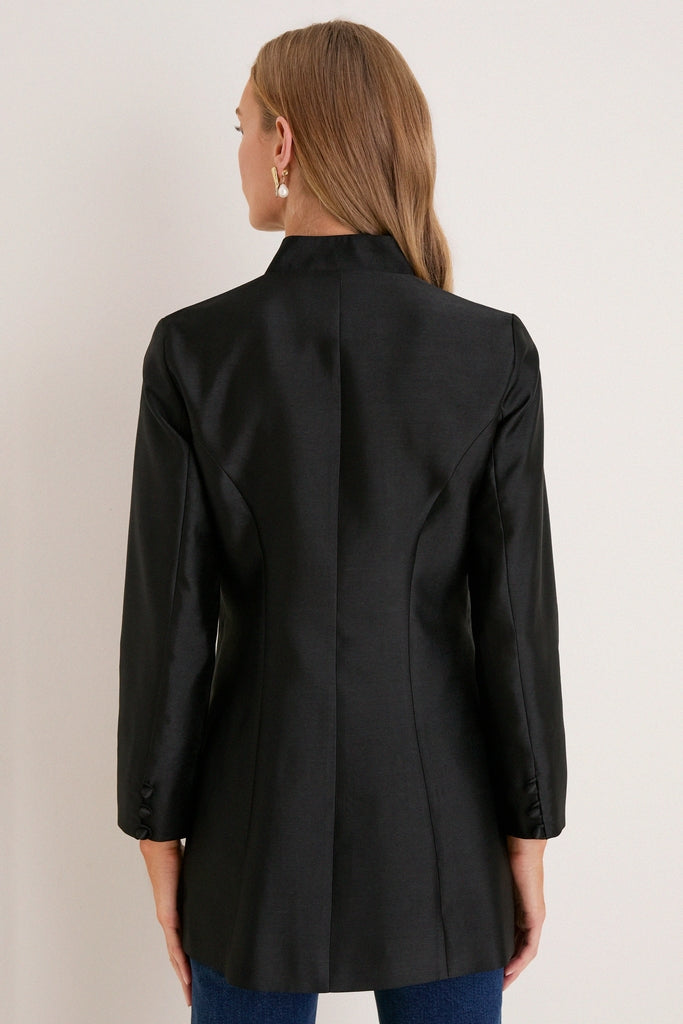 Black Dupioni Mandarin Collar Tamara Tunic | Tuckernuck