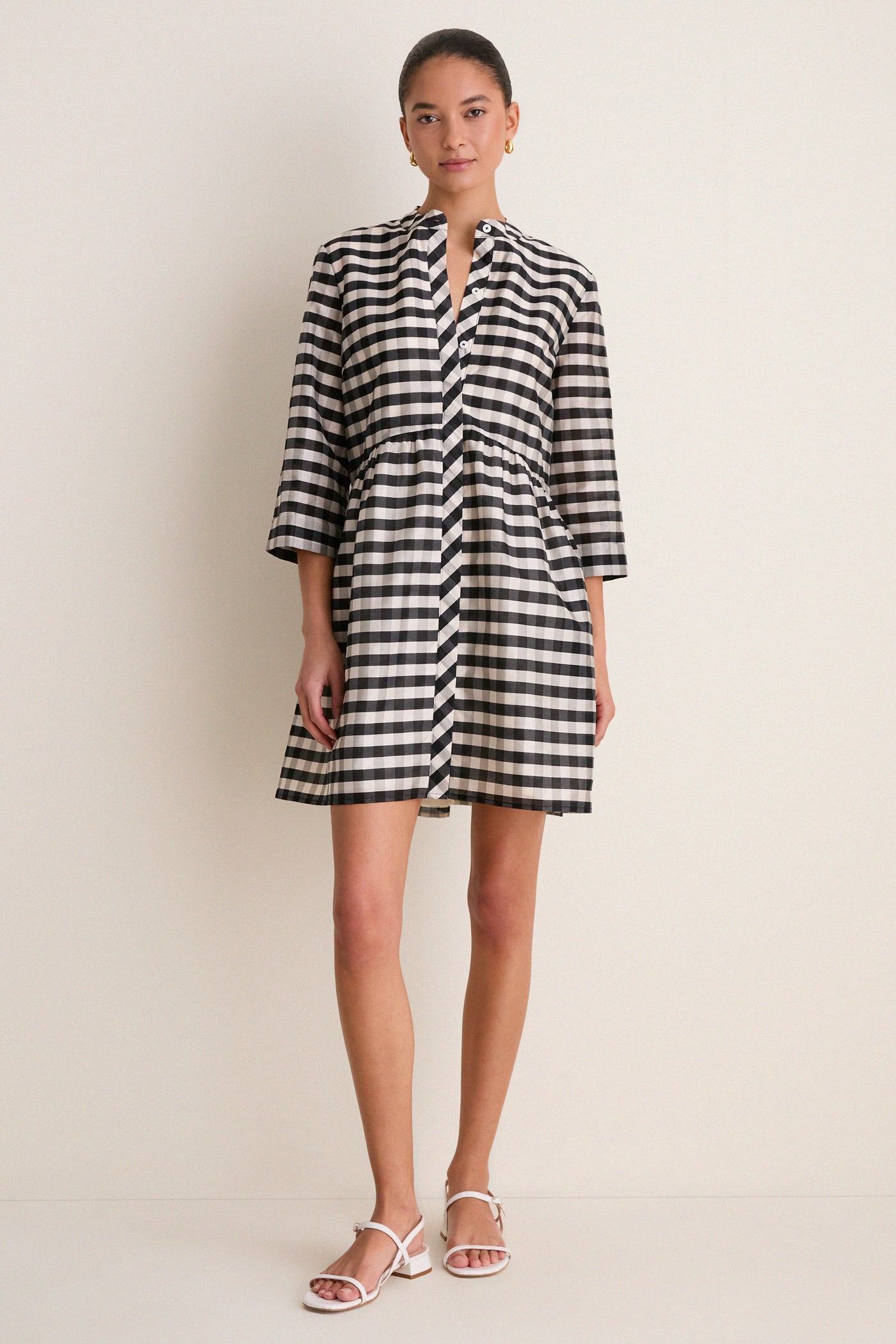 check dresses for ladies ladies flared dresses Check Flared Long Shirt Dress