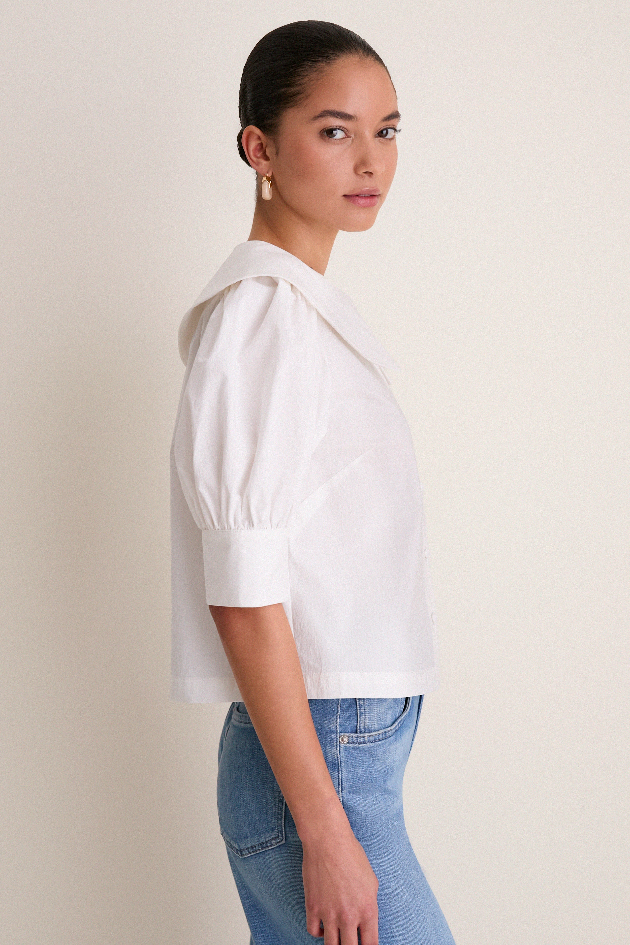 White Cotton Poplin Renee Blouse