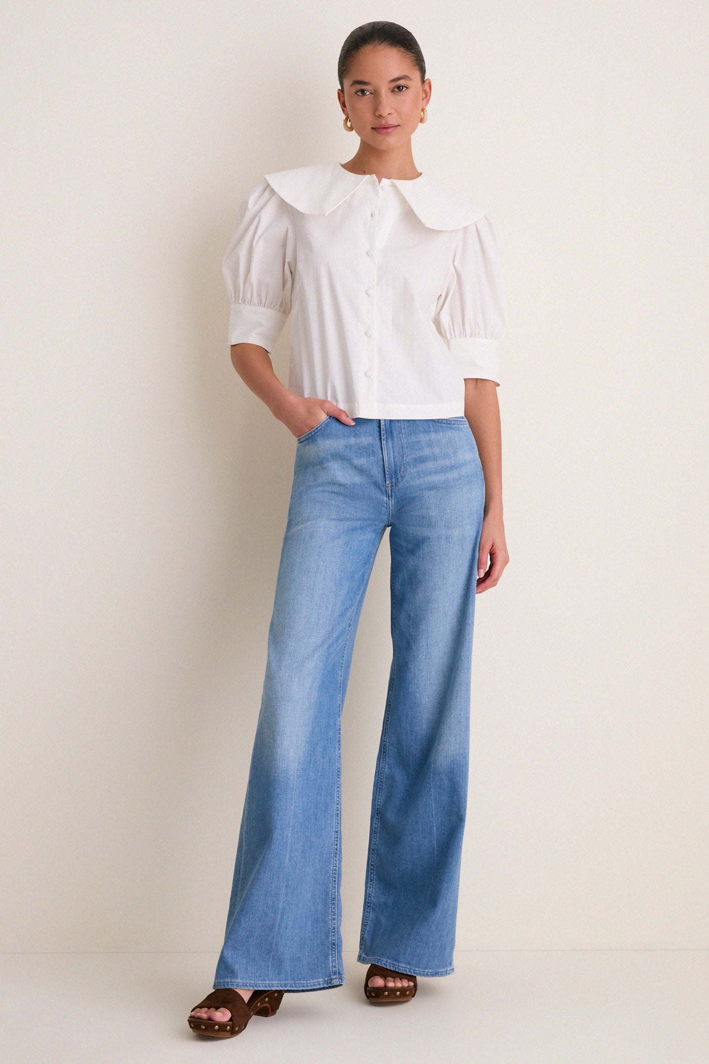 White Cotton Poplin Renee Blouse