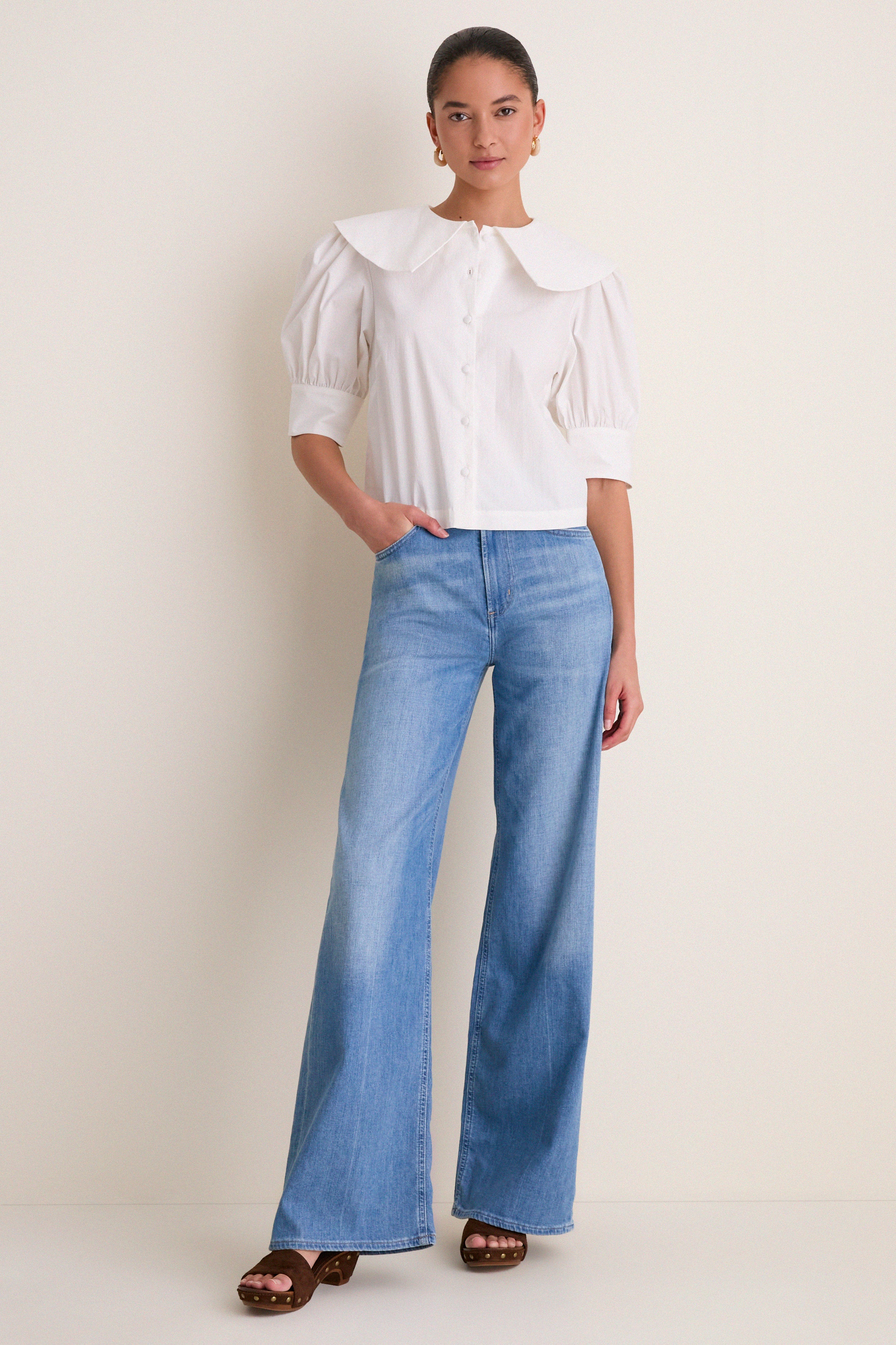 White Cotton Poplin Renee Blouse