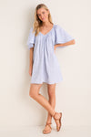 Saltwater Stripe Finn Dress: Effortless and classic V-neck mini with flutter sleeves, perfect for a fun, high-end look.