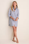 Blue and White Stripe Carlotta Mini Dress