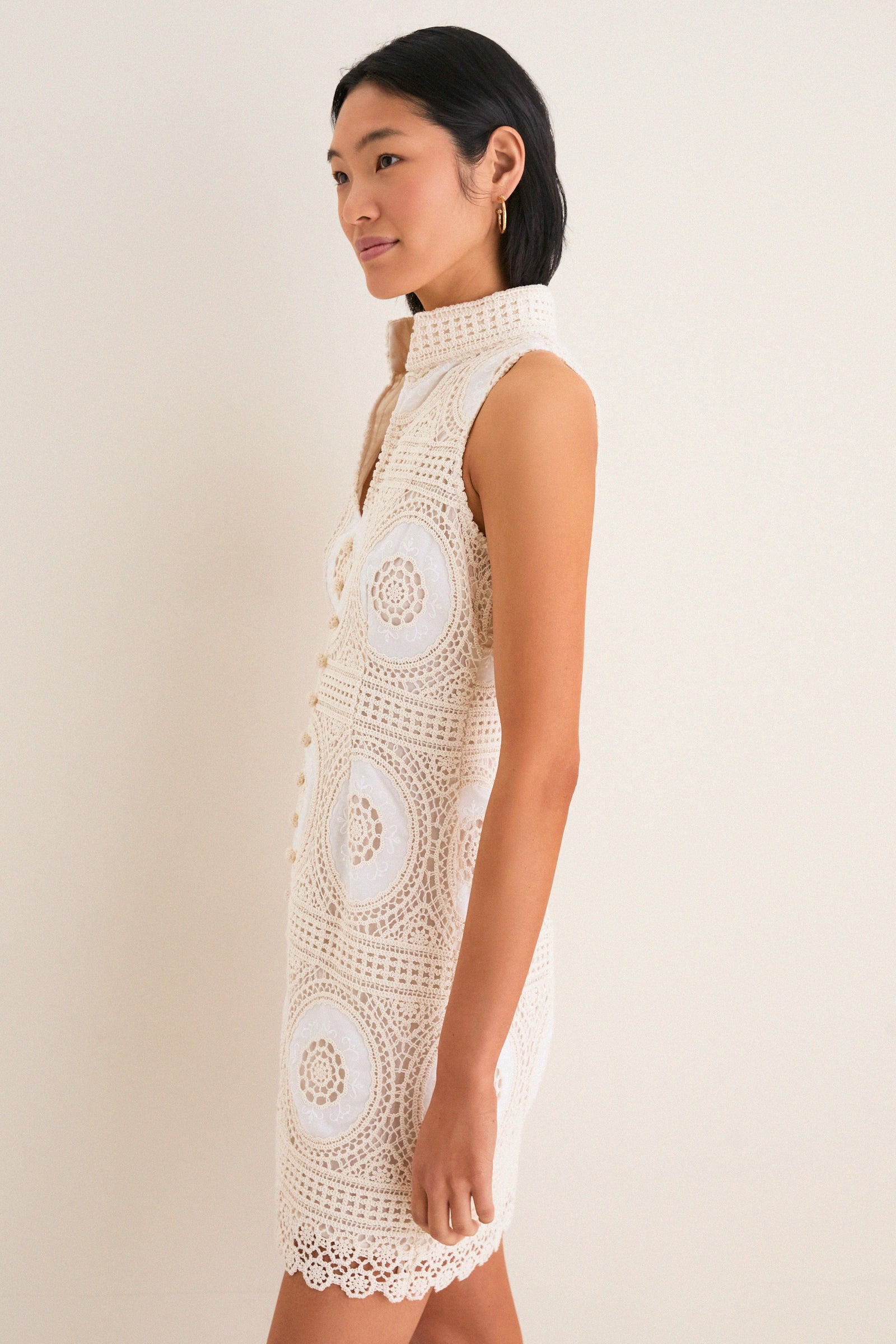 Meringue Medallion Crochet Leighton Mini Dress