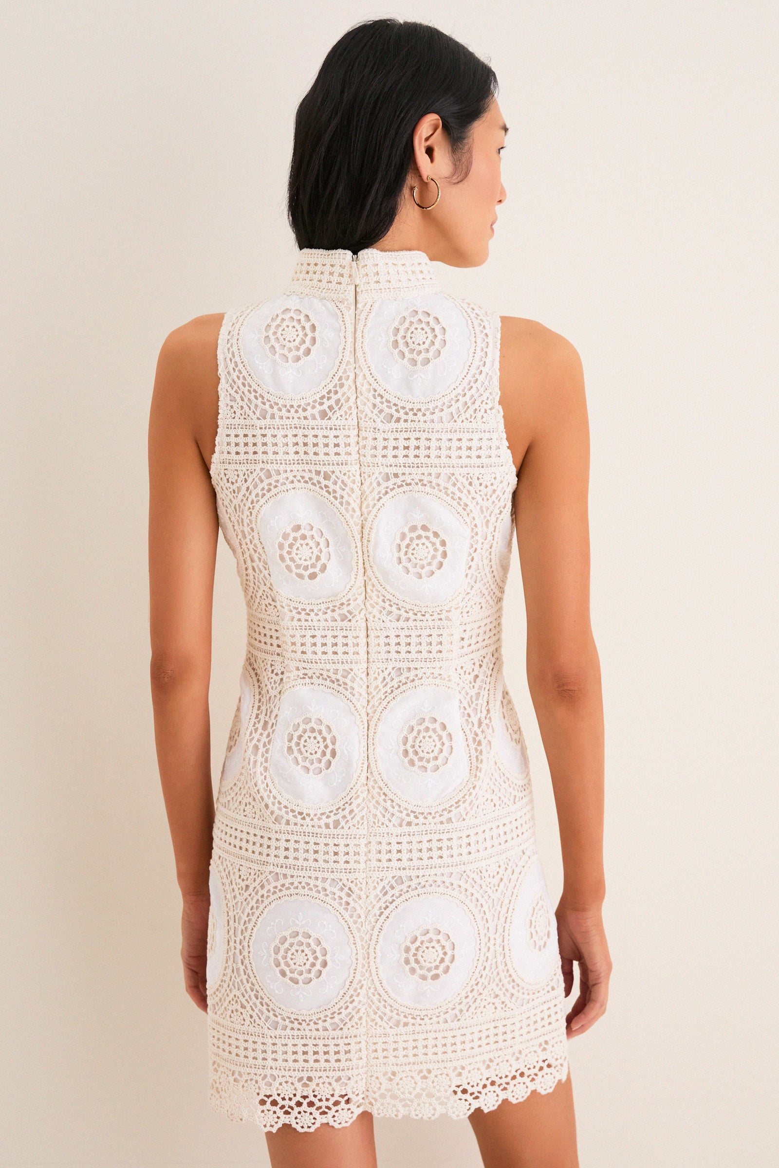Meringue Medallion Crochet Leighton Mini Dress