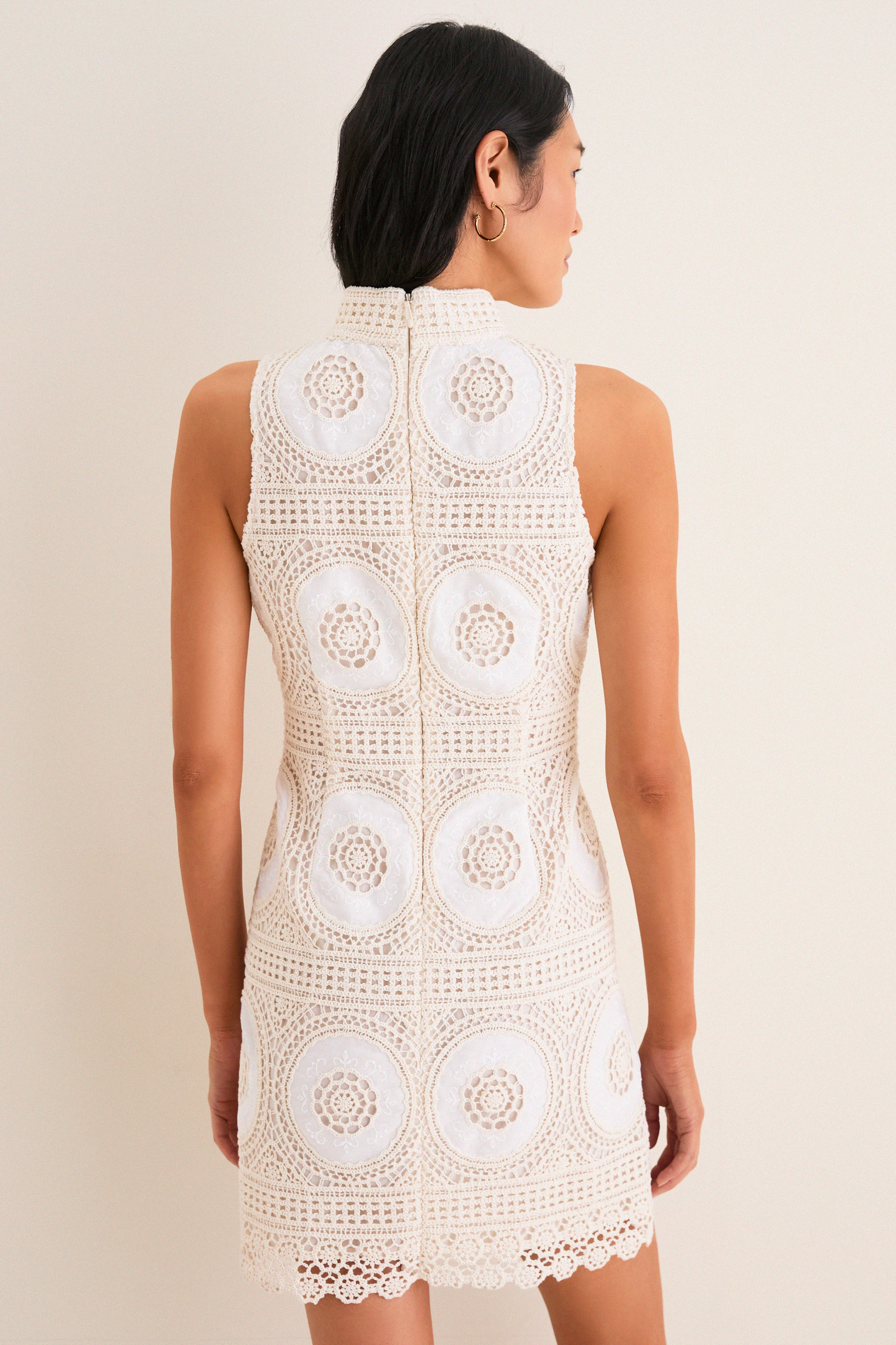 Meringue Medallion Crochet Leighton Mini Dress