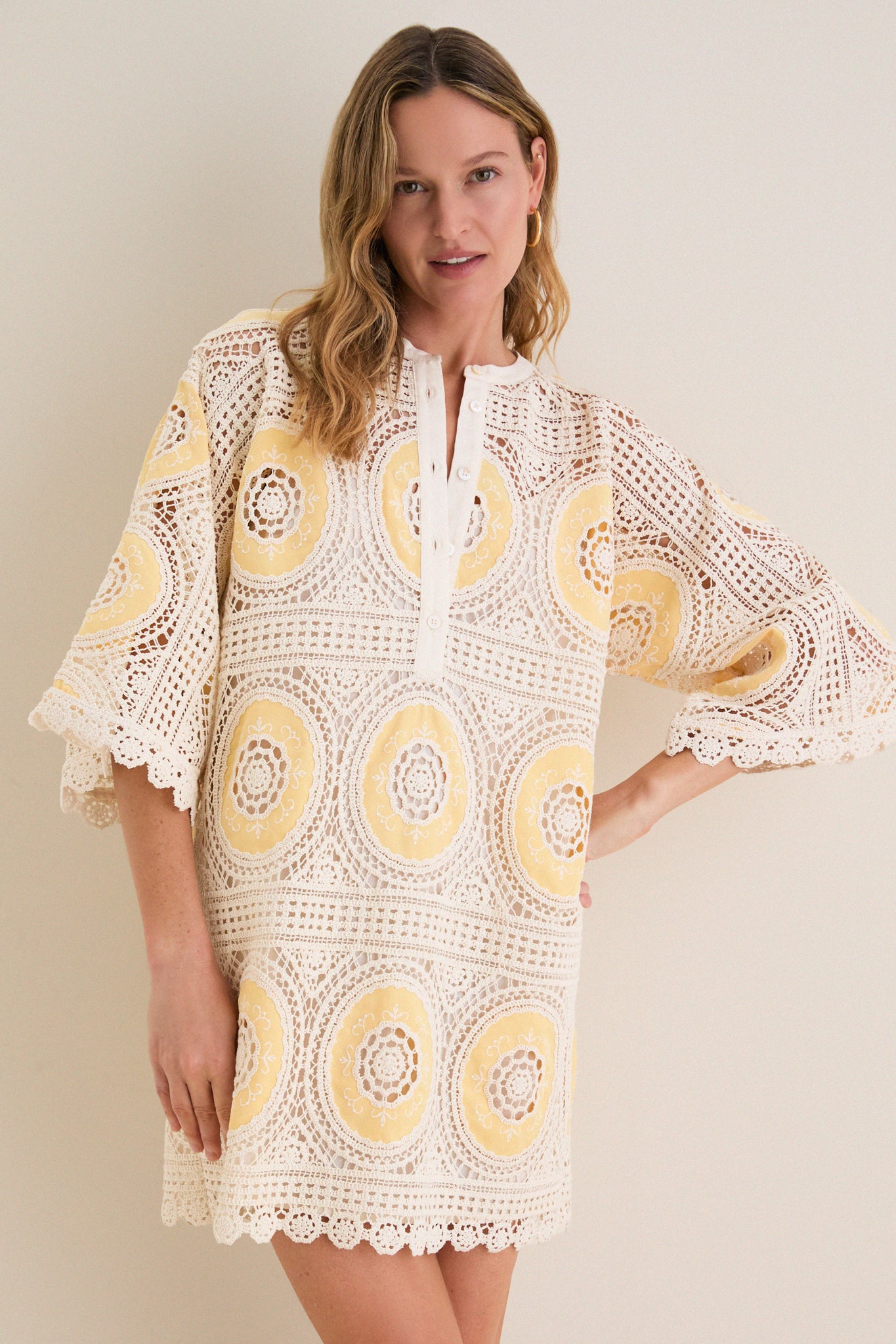 Tuckernuck Sunshine Medallion Crochet Arles Mini Dress Sunshine / S