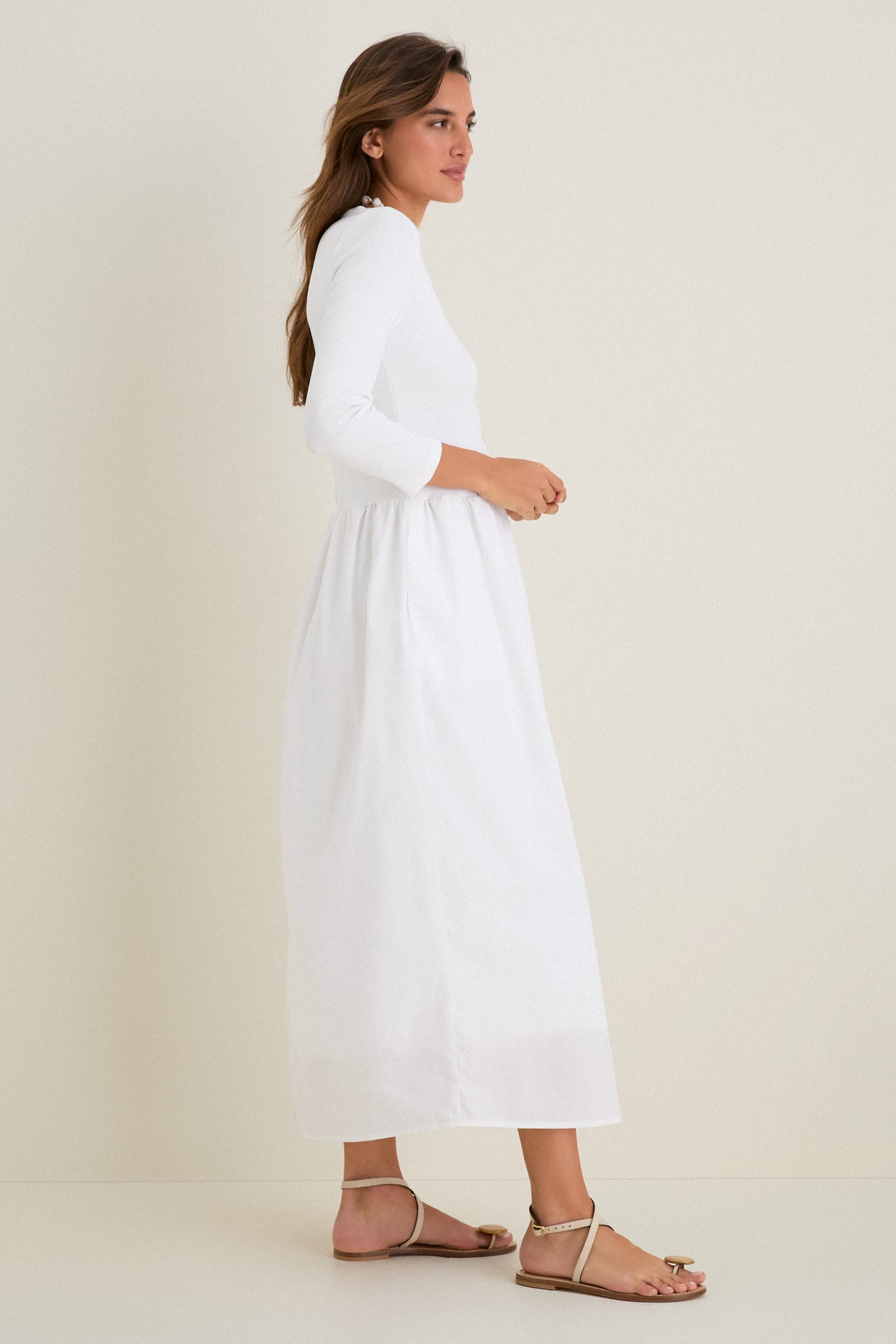 White Mixed Media Lizzie Dress