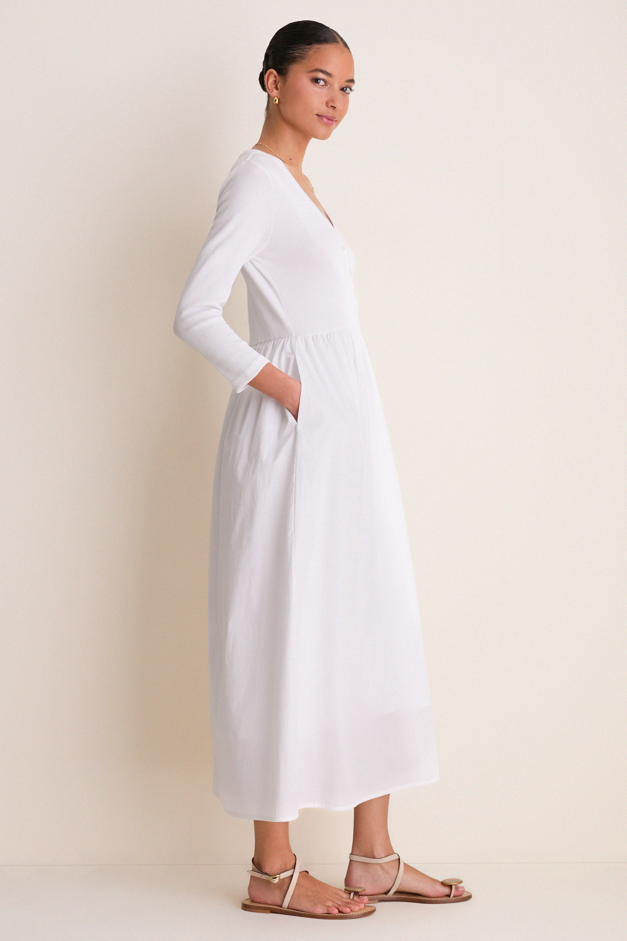 White Mixed Media Lizzie Dress