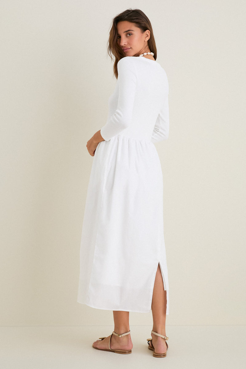 White Mixed Media Lizzie Dress