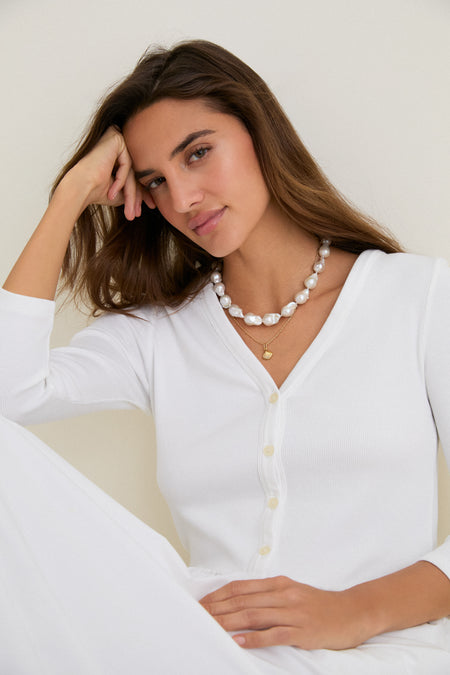 White Mixed Media Lizzie Dress