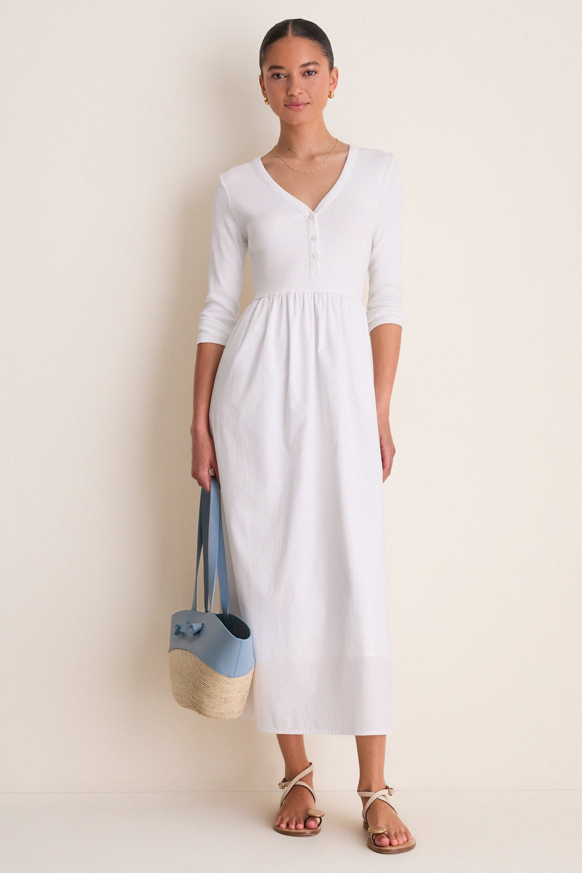 White Mixed Media Lizzie Dress