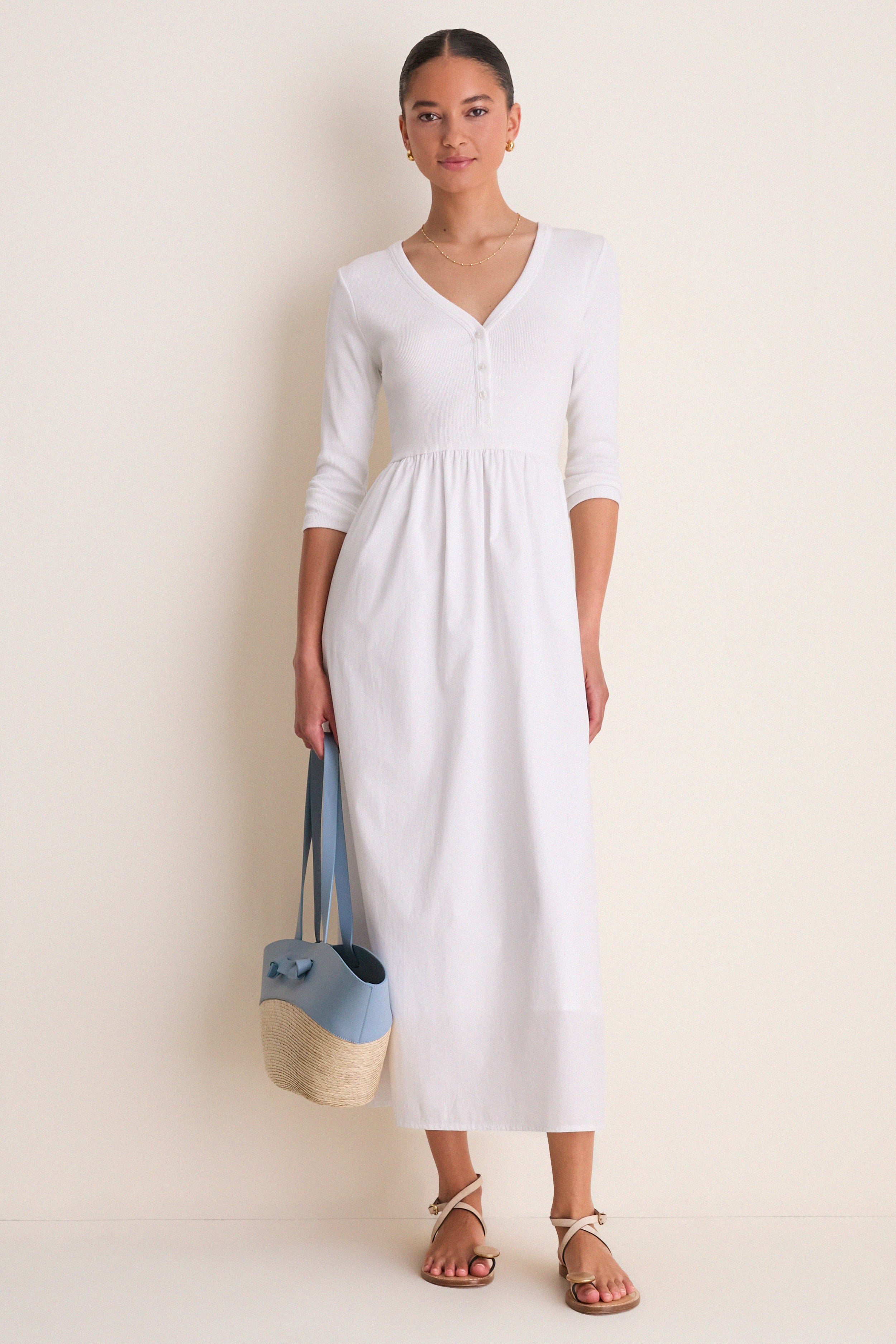 White Mixed Media Lizzie Dress