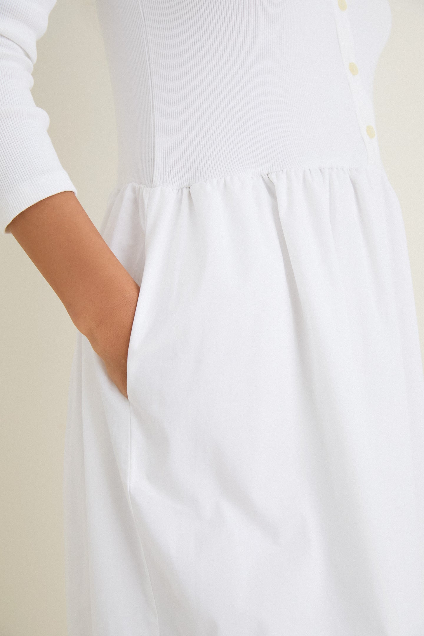 White Mixed Media Lizzie Dress