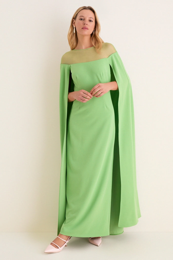 Pistachio Estelle Cape Maxi Dress