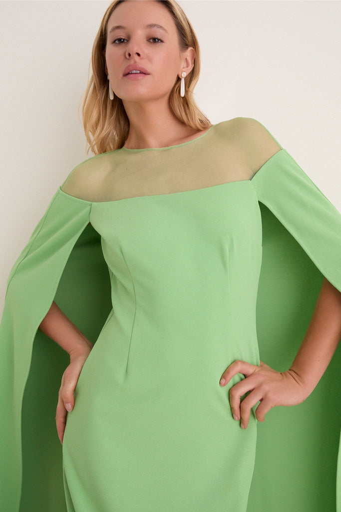Pistachio Estelle Cape Maxi Dress