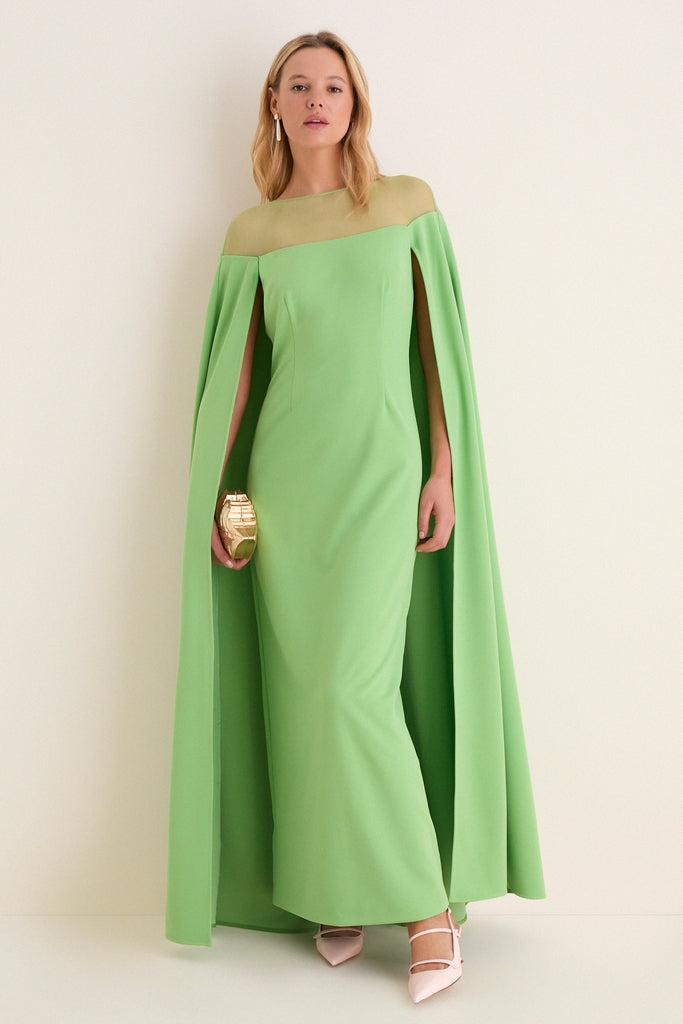 Pistachio Estelle Cape Maxi Dress