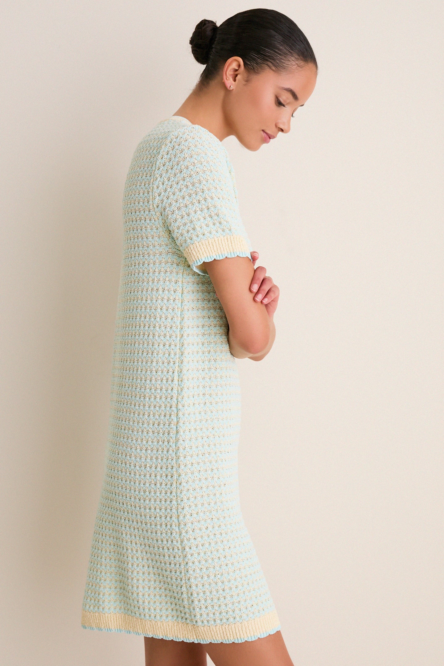 Mint Knit Short Sleeve Francine Shift Dress