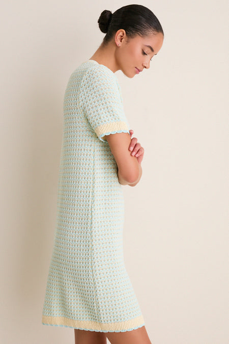 Mint Knit Short Sleeve Francine Shift Dress