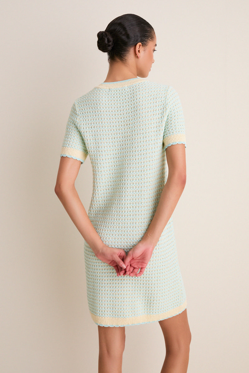 Mint Knit Short Sleeve Francine Shift Dress