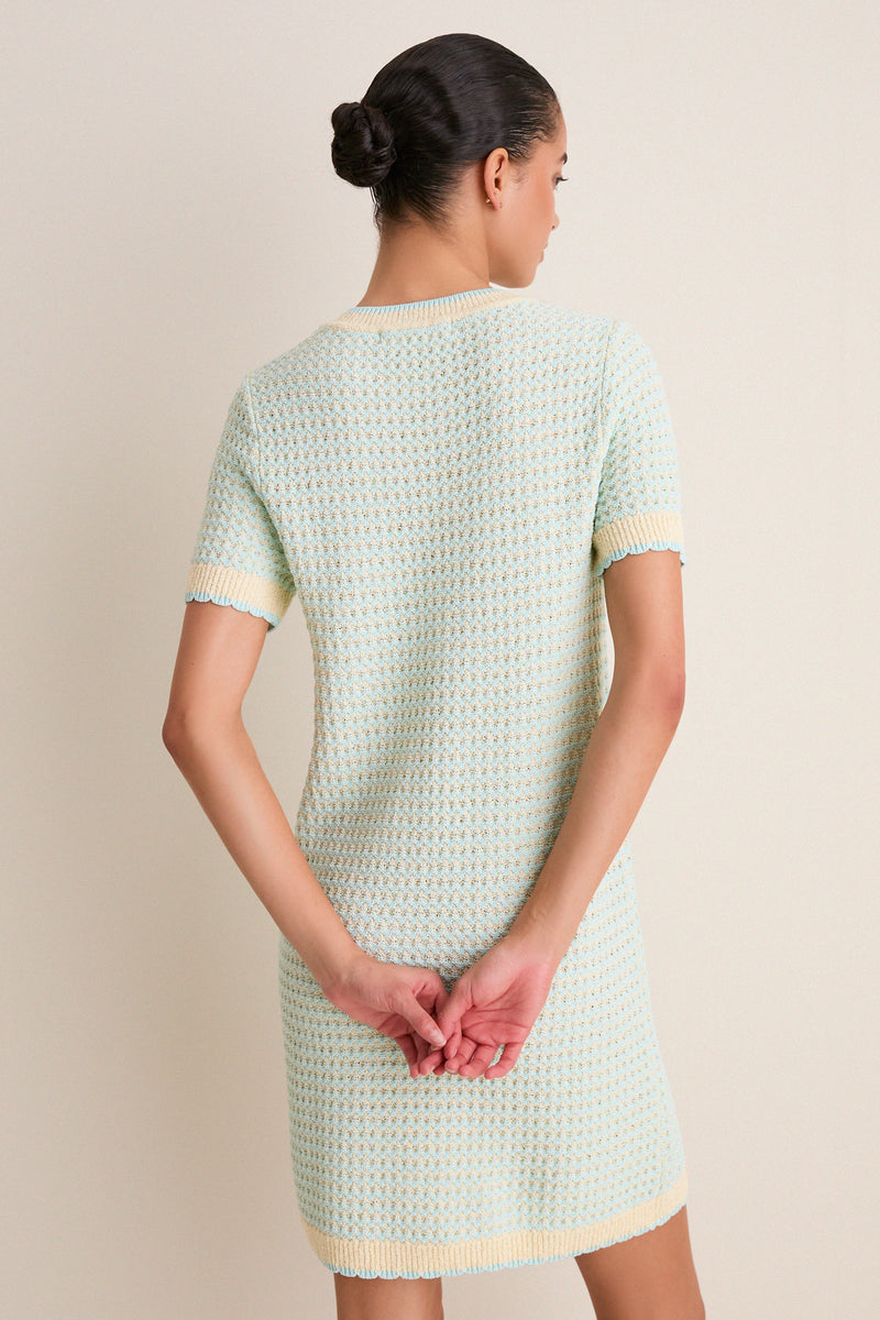 Mint Knit Short Sleeve Francine Shift Dress